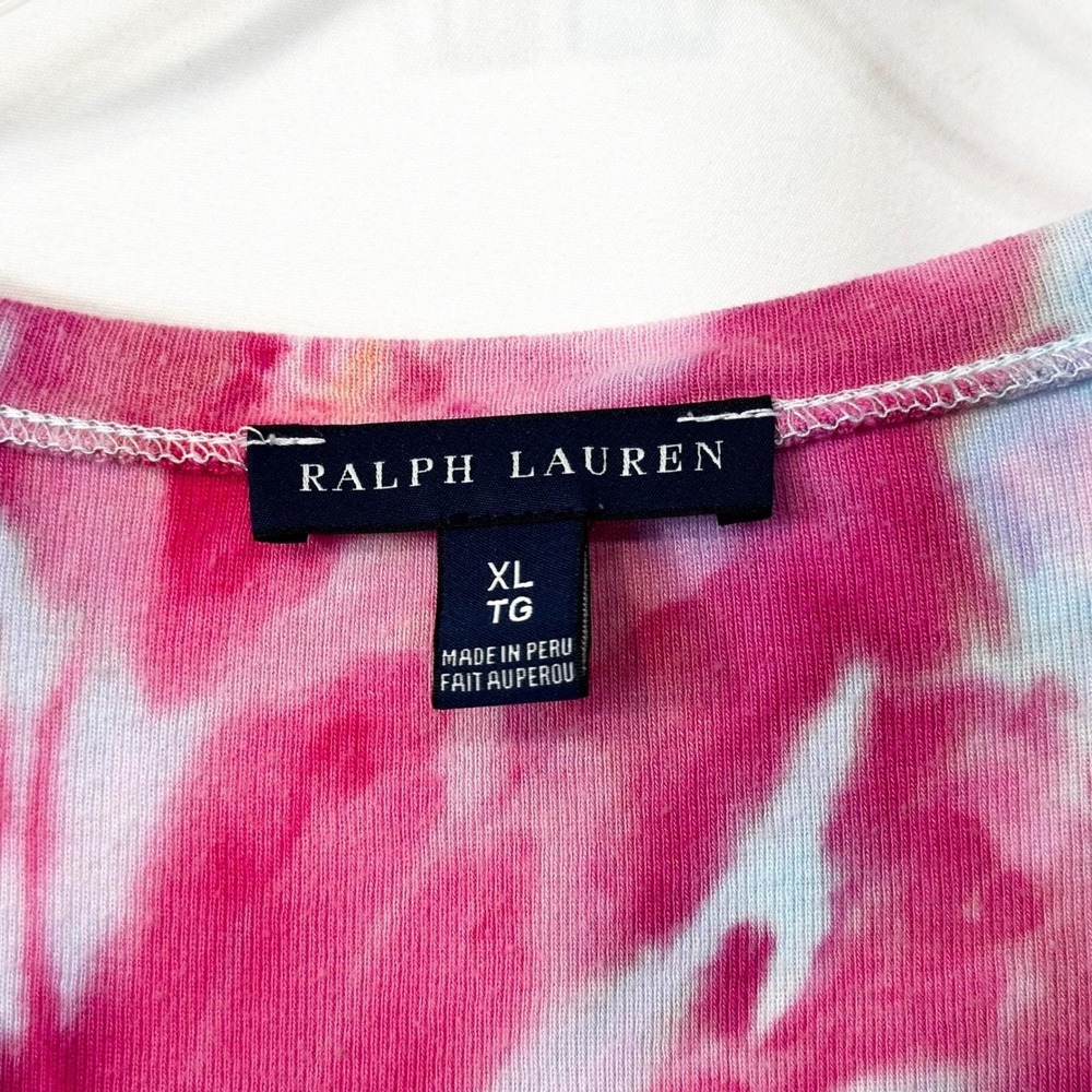 Ralph Lauren XL Top‎ Handmade Tie Dye Pink Blue Spiral Festival Boho Artsy 430 - Picture 11 of 11